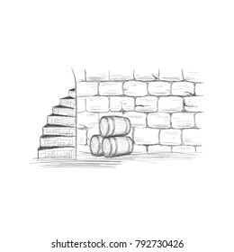 Picture of a wine cellar with three barrels.