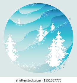 Picture of a winter. Christmas composition in a circle