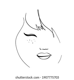 Picture of a woman with a line. Line Drawing. Modern continuous line art. Woman line art. Beauty salon logo. Coloring book.