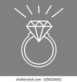 The Picture Is A Wonderful Gift To A Girl Ring With A Large Diamond. Sketch For Website Or Background For A Wedding. Sticker For Wall Decor. Engagement Ring