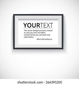 Picture wood frame horizontal, vector for image or text. With place for your design or presentation