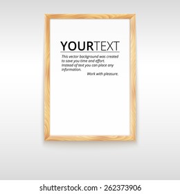 Picture wood frame, vector for image or text. With place for your design or presentation