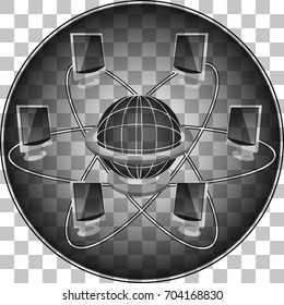 Picture of a world network button on a transparent background