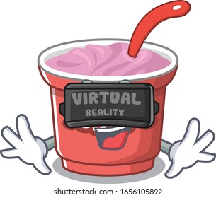A Picture of yogurt character wearing Virtual reality headset