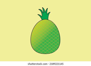picture of a young pineapple that is green and has green shoots on it