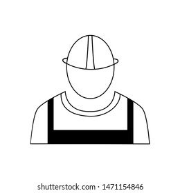 Pictured is a builder icon, a man working on a construction site. Icon for construction, for site, project, presentation of construction company.