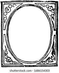 Estructura del marco de imagen para admitir o admitir en esta imagen, dibujo de línea vintage o ilustración de grabado.