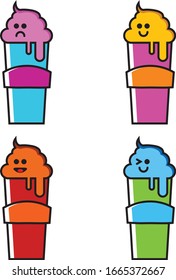 Bilder von Floatgetränken mit lustigen Emoticons, können als Emoticons, Menüs-Designs verwendet werden