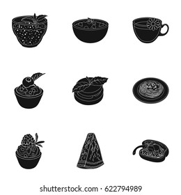 Pictures about vegetarianism. Vegetarian dishes, food vegetarian. Vegetables, fruits, herbs, mushrooms. Vegetarian dishes icon in set collection on black style vector symbol stock illustration.