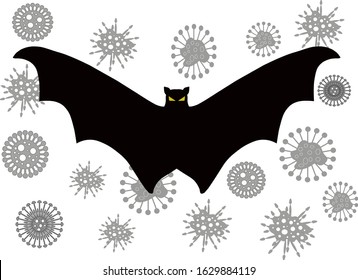 Pictures Of Black Bats And Various Pathogens, Viruses