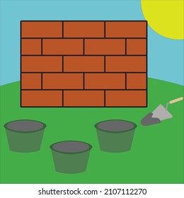 pictures of bricks filled with cement to build a house