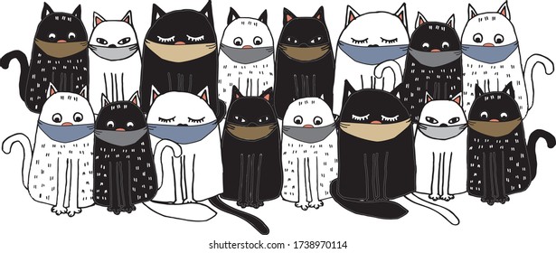 Pictures with cats. Lovely little animals. Stay home. Self-isolation.