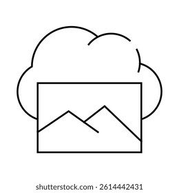 pictures cloud storage line icon vector. pictures cloud storage sign. isolated contour symbol black illustration