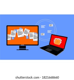 pictures of computers and laptops and documents on them