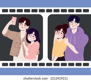 parejas de imágenes corea, estilo vector