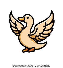 Pictures of ducks flapping their wings, duck icons, duck logos, vector design illustrations with white backgrounds.