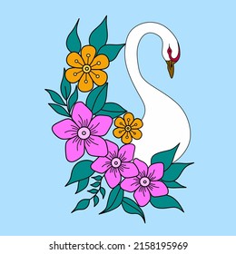 pictures of flowers and swans look very bright and fragrant
