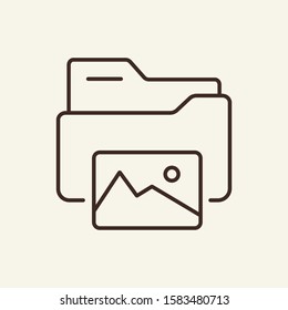 Pictures folder thin line icon. Folder with image gallery concept. Vector illustration symbol elements for web design and apps.