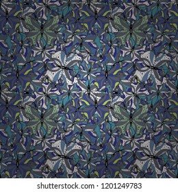 Pictures in gray, blue and white colors. Beautiful butterfly vector pattern illustration design.