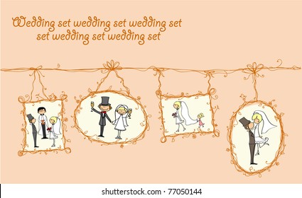 Ð¦edding pictures hanging on the background of an abstract floral