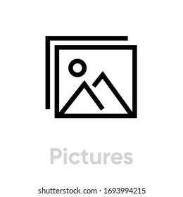 Pictures icon. Editable Vector Outline. Flat sign album depiction for design website or mobile app. Single Pictogram.