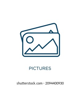 icono de imágenes. Icono de contorno lineal delgado aislado en fondo blanco. Signo de imágenes vectoriales de línea, símbolo para web y móvil