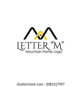 Pictures of mountains and houses form the letter M. Can be used for logos or for any graphic purposes. 100% editable.