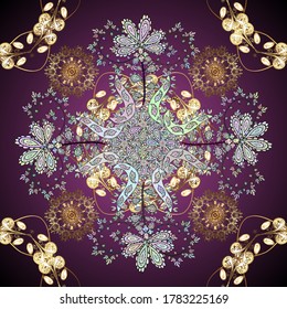 Pictures on a brown, purple and neutral colors Vector illustration. Seamless pattern Elegant decorative ornament for fashion print, scrapbook, wrapping paper, wallpaper.