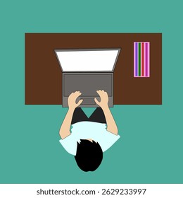 pictures of people who are typing on a laptop image can be seen from above