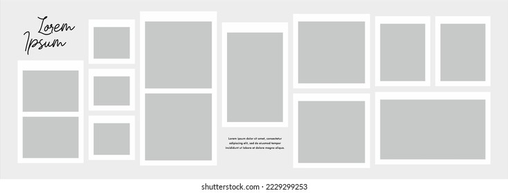 Pictures or photos frame collage. comics page grid layout abstract photo frames and digital photo wall template