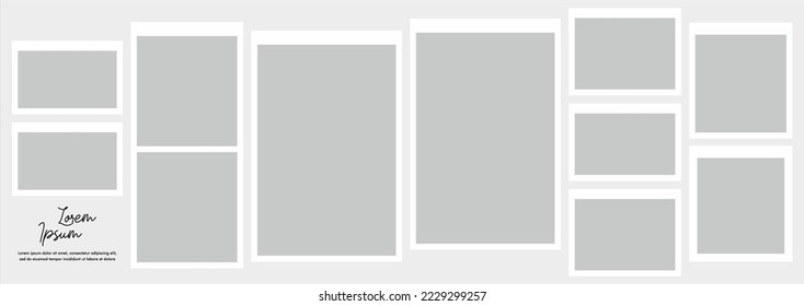 Pictures or photos frame collage. comics page grid layout abstract photo frames and digital photo wall template