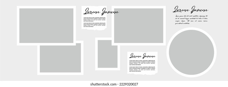 Pictures or photos frame collage. comics page grid layout abstract photo frames and digital photo wall template