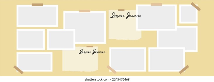 Pictures or photos frame collage comics page grid layout abstract photo frames and digital photo wall template - Shutterstock ID 2245476469