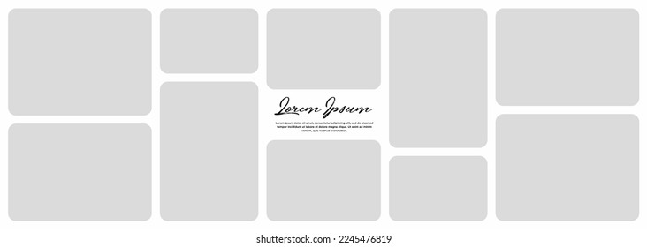 Pictures or photos frame collage comics page grid layout abstract photo frames and digital photo wall template