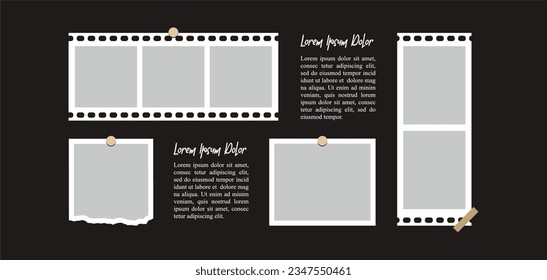 Pictures or photos frame collage. comics page grid layout abstract photo frames and digital photo wall template