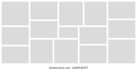 Pictures or photos frame collage. comics page grid layout abstract photo frames and digital photo wall template
