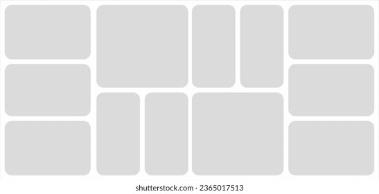 Pictures or photos frame collage. comics page grid layout abstract photo frames and digital photo wall template