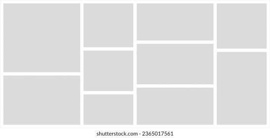 Pictures or photos frame collage. comics page grid layout abstract photo frames and digital photo wall template