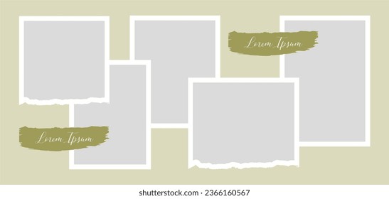 Pictures or photos frame collage. comics page grid layout abstract photo frames and digital photo wall template