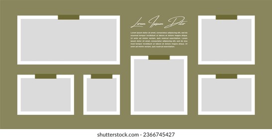 Pictures or photos frame collage. comics page grid layout abstract photo frames and digital photo wall template