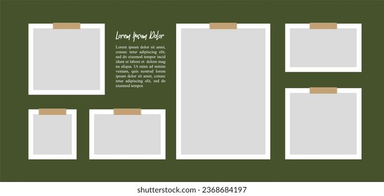 Pictures or photos frame collage. comics page grid layout abstract photo frames and digital photo wall template