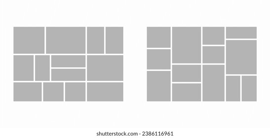 Pictures or photos frame collage. comics page grid layout abstract photo frames and digital photo wall template