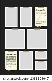 Pictures or photos frame collage. comics page grid layout abstract photo frames and digital photo wall template