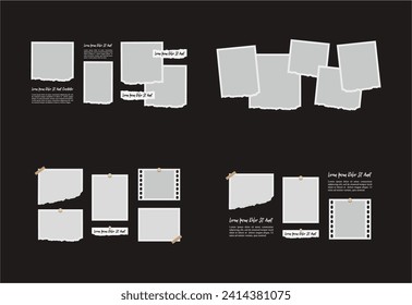 Collage de imágenes o cuadros de fotos. diseño de cuadrícula de la página de historietas marcos de fotos abstractos y plantilla de pared de fotografía digital