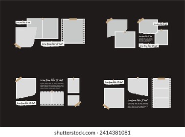 Pictures or photos frame collage. comics page grid layout abstract photo frames and digital photo wall template