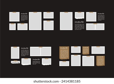 Pictures or photos frame collage. comics page grid layout abstract photo frames and digital photo wall template