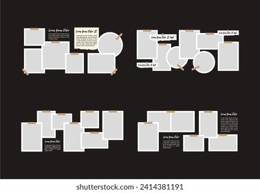 Pictures or photos frame collage. comics page grid layout abstract photo frames and digital photo wall template