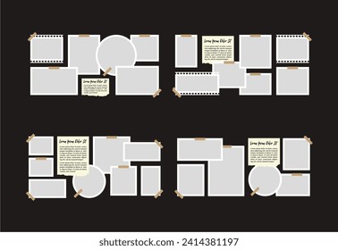 Pictures or photos frame collage. comics page grid layout abstract photo frames and digital photo wall template