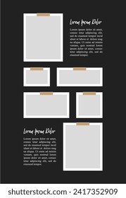 Pictures or photos frame collage. comics page grid layout abstract photo frames and digital photo wall template