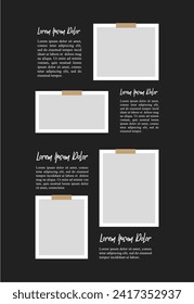 Pictures or photos frame collage. comics page grid layout abstract photo frames and digital photo wall template